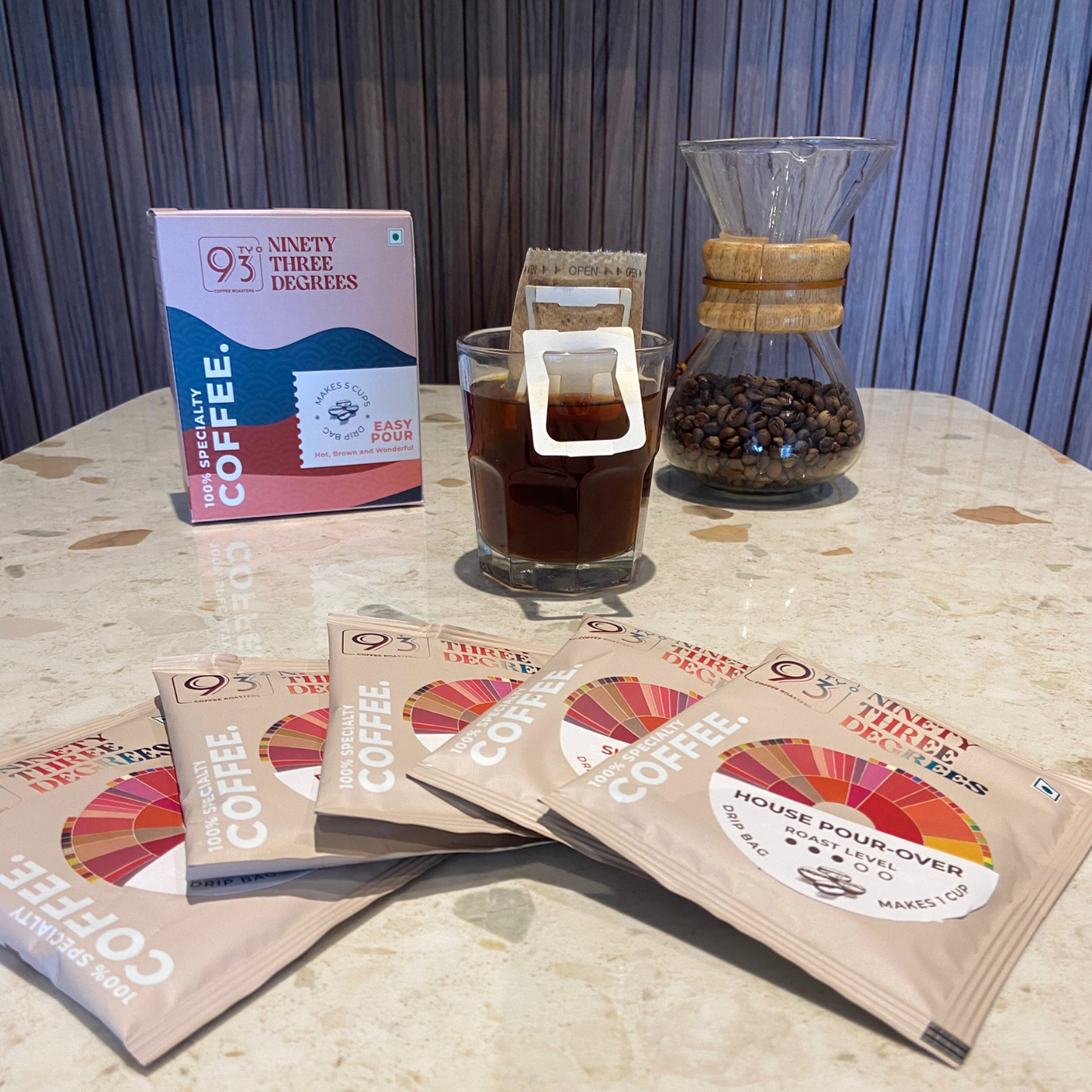 Gift Hamper for 5 Item Combo Pack- Easy Pour Over Box, Cold Brew Box, Cascara, Coffee Beans, Cookies Jar