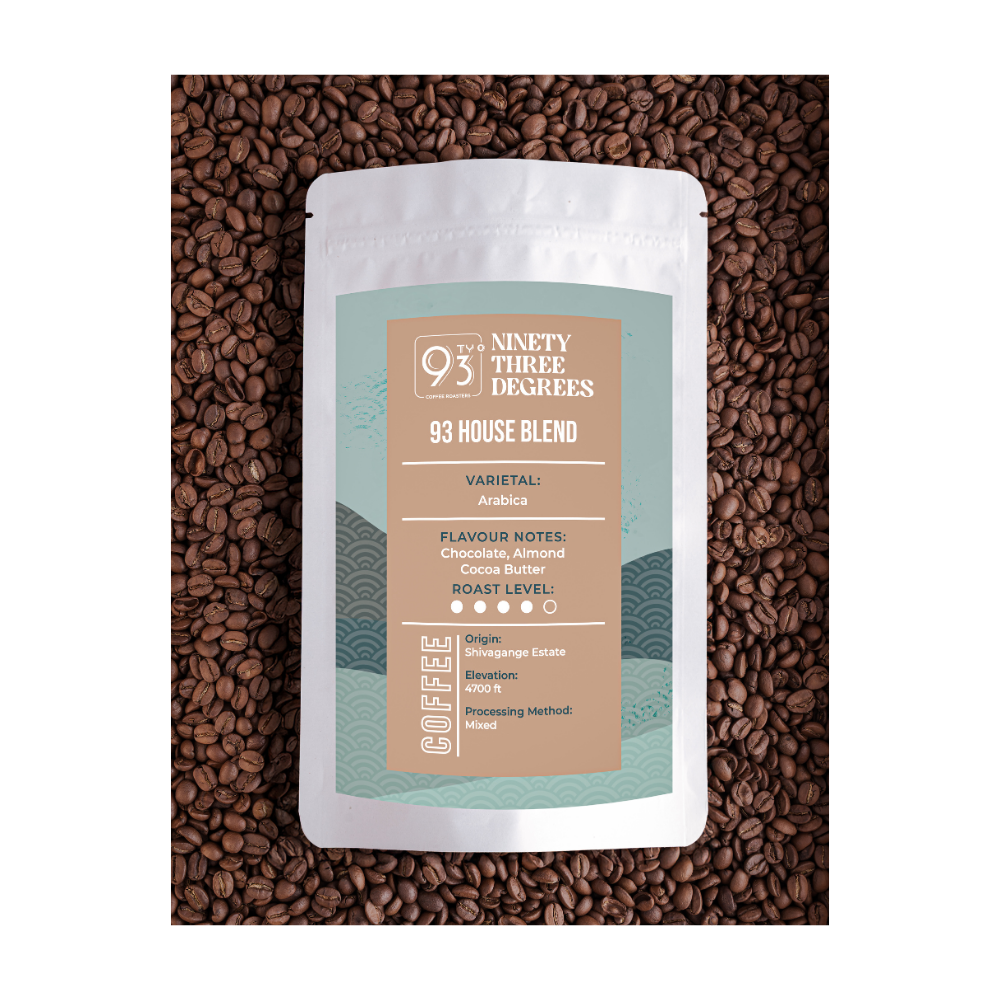93 House Blend - Medium Dark Roast, Flavour Notes: Chocolate, Almond, and Cocoa Butter