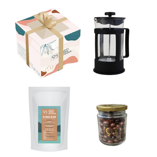THE MINI FP GIFT BOX (93 House Blend Coffee Beans - 250, French Press, and Dragees