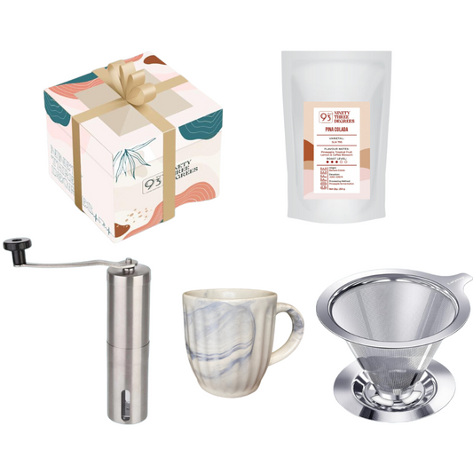 THE MINI PO GIFT BOX (Pina Colada Coffee Beans - 250g, Pour-Over, SS Hand Grinder, and Small Cup)