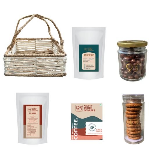 GIFT BASKET TJ (Coffee Beans - 250g, Cascara, Easy Pour-Over Box, Dragees, and Cookies)