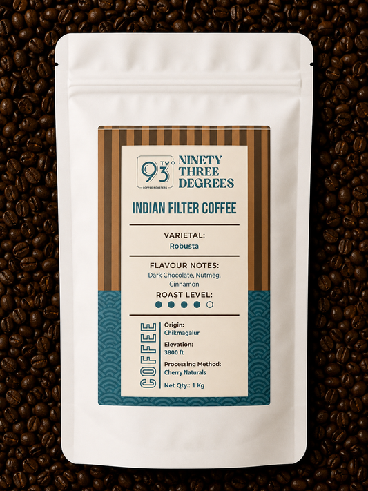 Indian Filter Coffee - Medium Dark Roast, Flavour Notes: Dark Chocolate and Mild Cinnamon